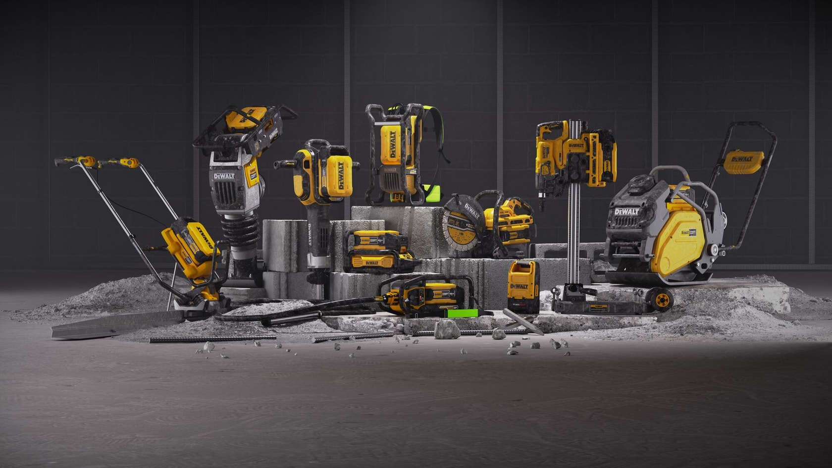 Outils DEWALT photographie : DCBPSC0550, DCPS330AG2, DCBPS0554, DCPS150AG2, DCPS151, DCPS660AG2, DCPS320AG2, DCPS310AG2
